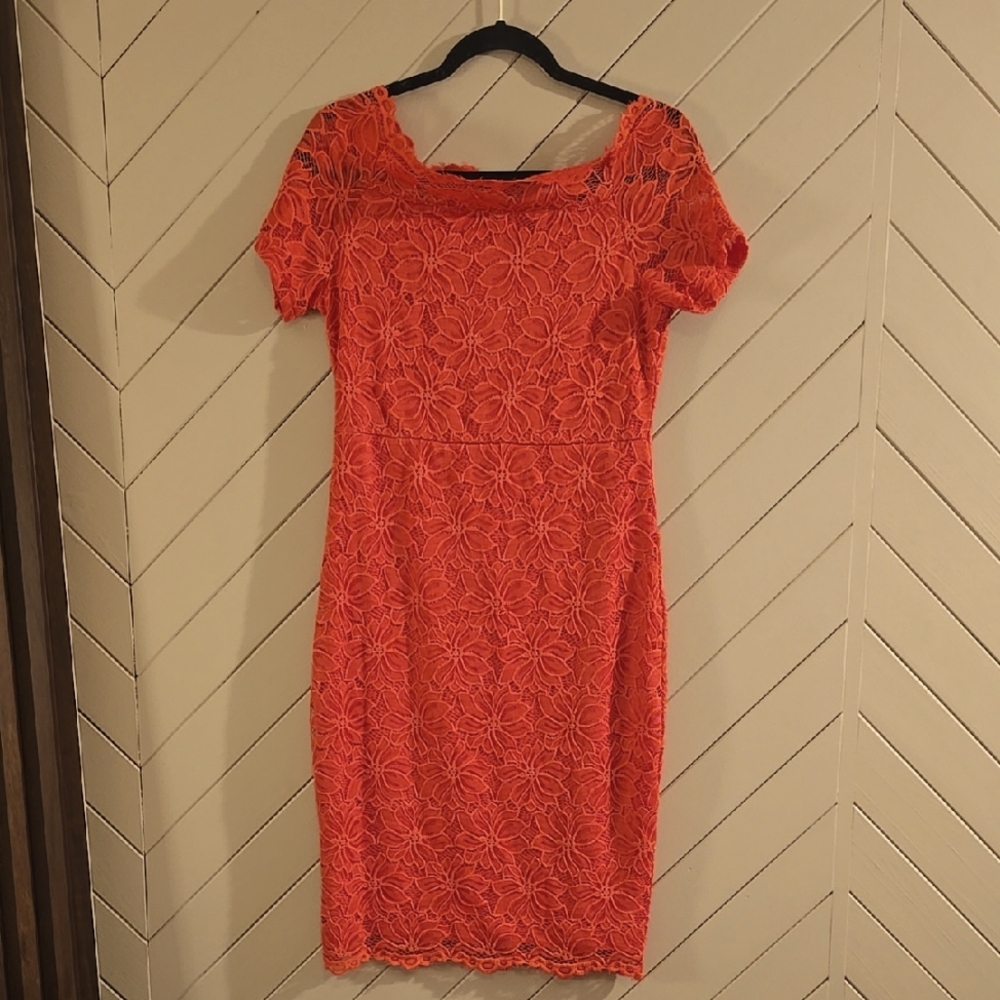 Elegant Fitted Red Lace Dress